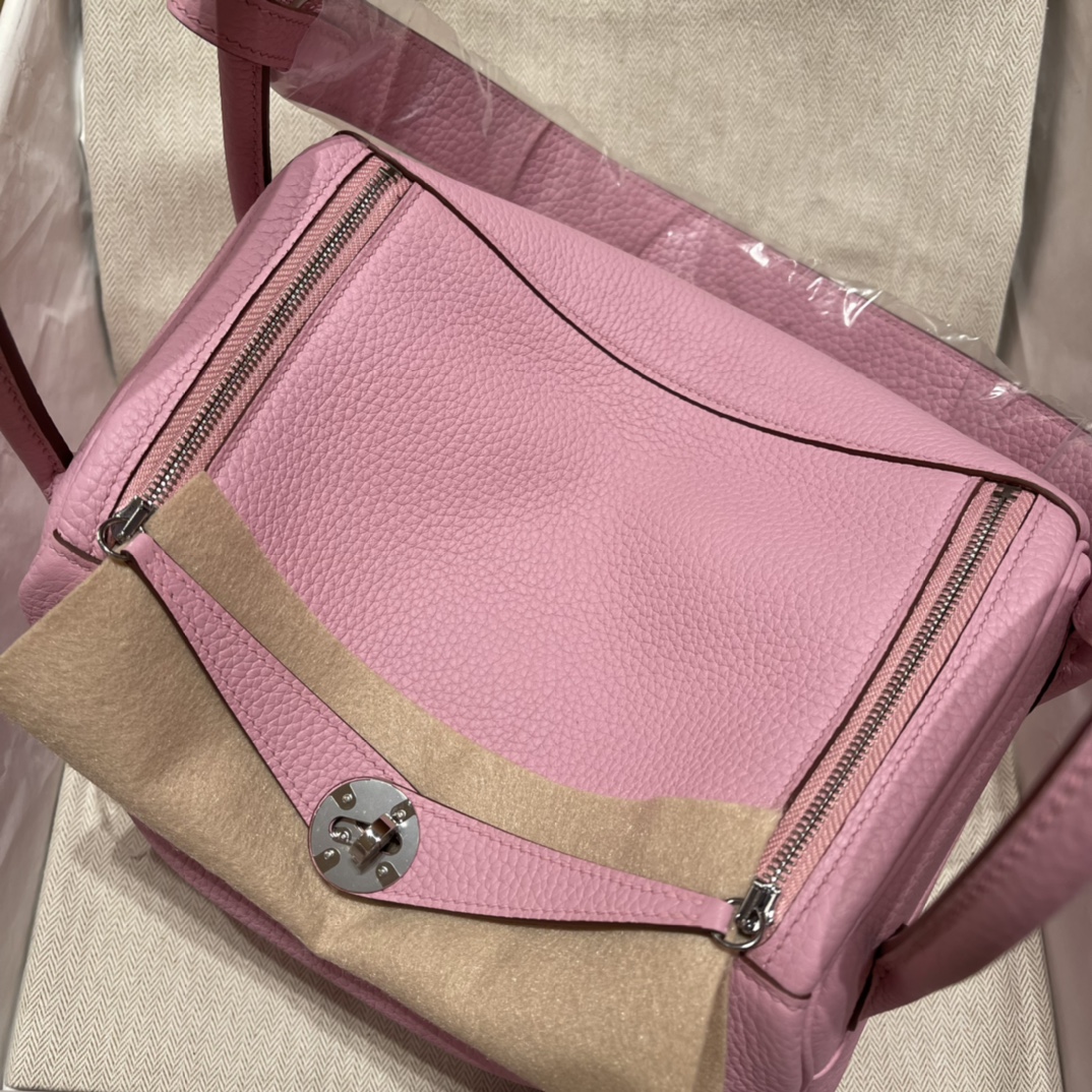 에르메스 린디백26 핑크 은장 끌레망스 가죽